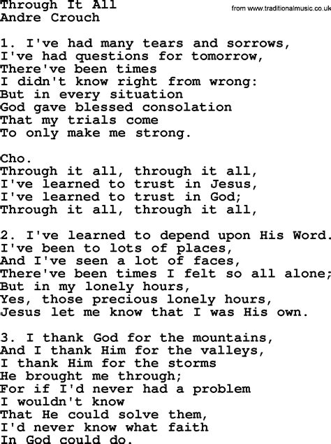 Most Popular Church Hymns And Songs Through It All Lyrics Pptx And Pdf