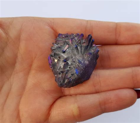 Titanium Purple Blue Druzy Crystal Quartz Cluster Druzy Etsy Blue