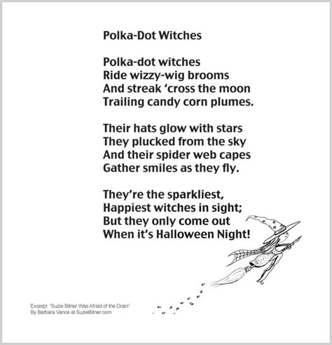 A Poem Written In Black And White With The Words Polia Dot Witches On It