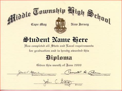 Diploma Template Graduation Certificate Template Free High School