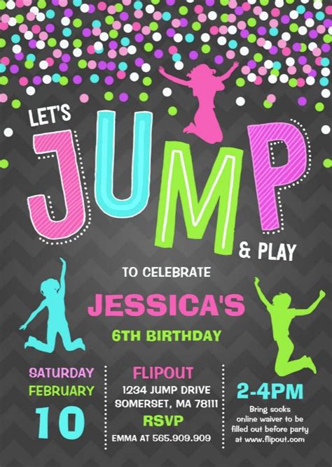 Jump Birthday Invitation Jump Trampoline Party Zazzle Trampoline Party Invitations Jump
