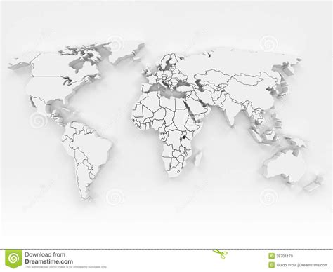 3D World Map Royalty Free Stock Images - Image: 38701179