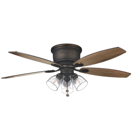 Copper ceiling fan with light. Hampton Bay Stoneridge 52 in. Bronze Hugger LED Ceiling ...