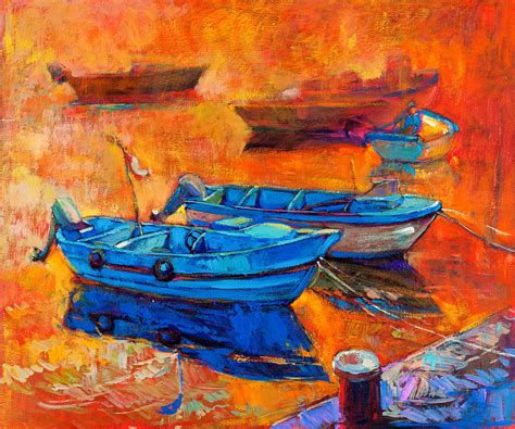 Boats And Pier By Ivailo Nikolov Painting By Boyan Dimitrov Pixels