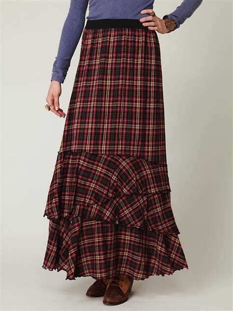 Lyst Free People Fp One Plaid Maxi Skirt In Red