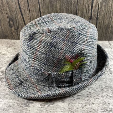 Vintage Stetson Mallory Fedora Hat Wood Tweed Mens Me Gem