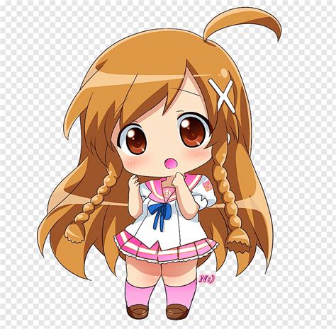 Brown Haired Female Anime Character Wearing School Uniform Chibi Anime