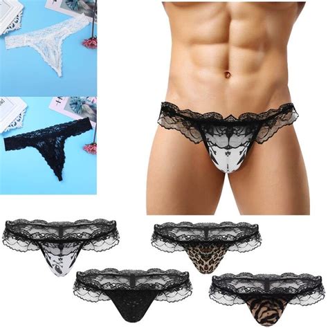 Men S Underwear Mens Floral Lace See Through Sheer Underwear Male