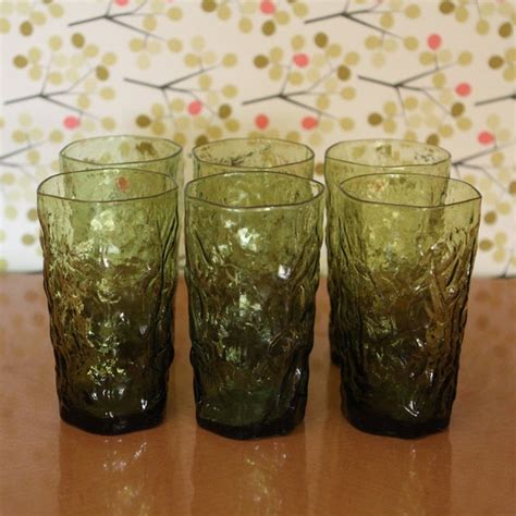 vintage green drinking glasses etsy