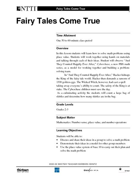 Fairy Tales Come True Lesson Plan For 2nd 3rd Grade Lesson Planet