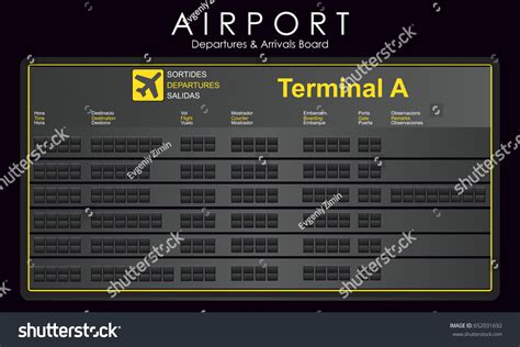 Blank Mockup Scoreboard Airport Departures Arrivals Stock Vector