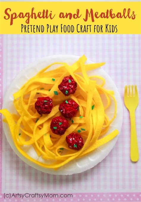 Pretend Play Food Collage Spaghetti And Meatballs Craft For Kids