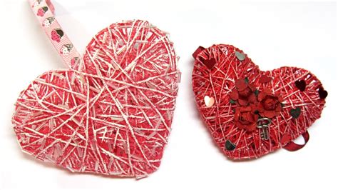 Como hacer corazones 3D de hilo o cordón. Hearts 3D yarn ...