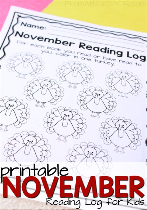 November Reading Log Free Printable
