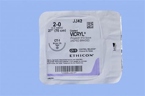 Ethicon Suture Jj42g 2 0 Vicryl Undyed 8 X 27 Ct 1 Taper Cr8 8