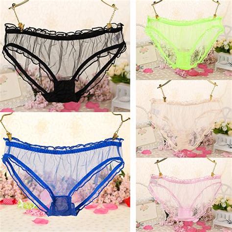 Womens Sexy See Through Panties Briefs Lace Patchwork Underpants