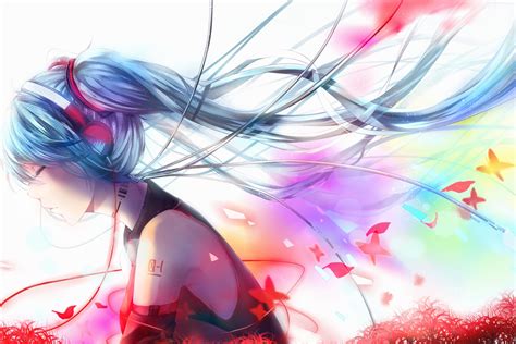 Wallpaper Illustration Anime Girls Vocaloid Hatsune Miku Color