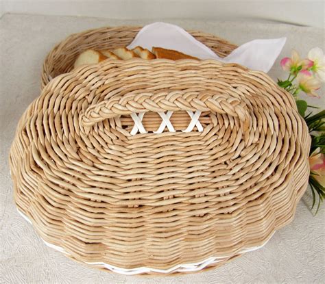Wicker Lidded Bread Storage Basket For Kitchen Bread Basket Etsy