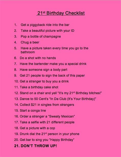 Maybe you would like to learn more about one of these? My 21st Birthday Checklist | Fun | Pinterest | Happenings ...