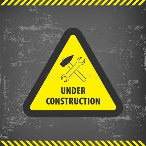 Under Construction Sign On Gray Ground Background Vector Illustration