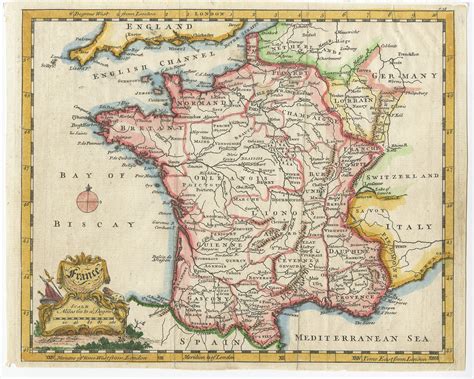 Antique Map Of France By Jefferys C1756