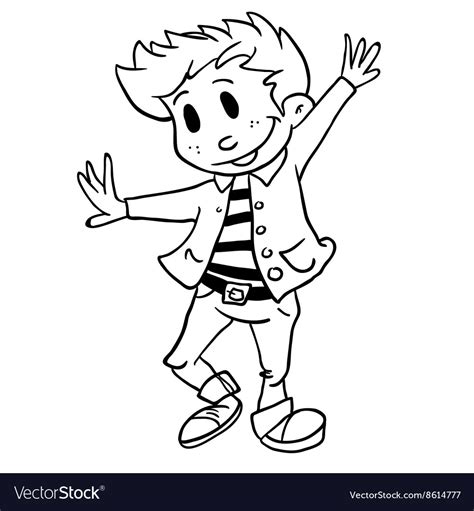 Simple Black And White Boy Dancing Royalty Free Vector Image