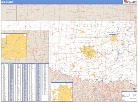 Oklahoma Zip Code Wall Map Basic Style By Marketmaps