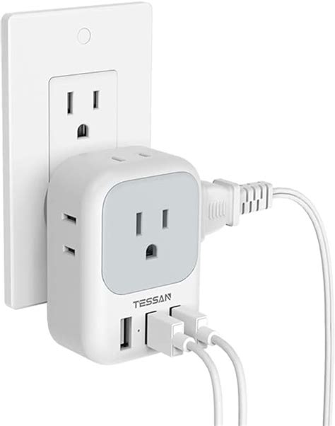Multi Plug Outlet Extender With Usb Tessan Electrical 4 Outlet Box