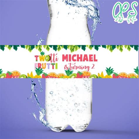 Twotti Frutti 2nd Birthday Party Water Bottle Label Template Diy
