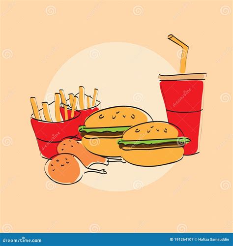 Fast Food Menu Card Vector Illustration Decorative Design Stock Vector