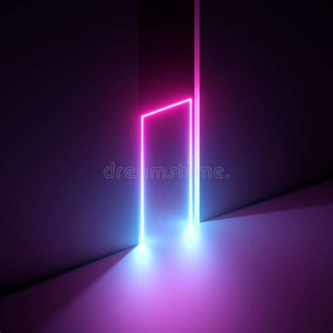 3d Render Abstract Neon Background Violet Pink Vivid Light Glowing