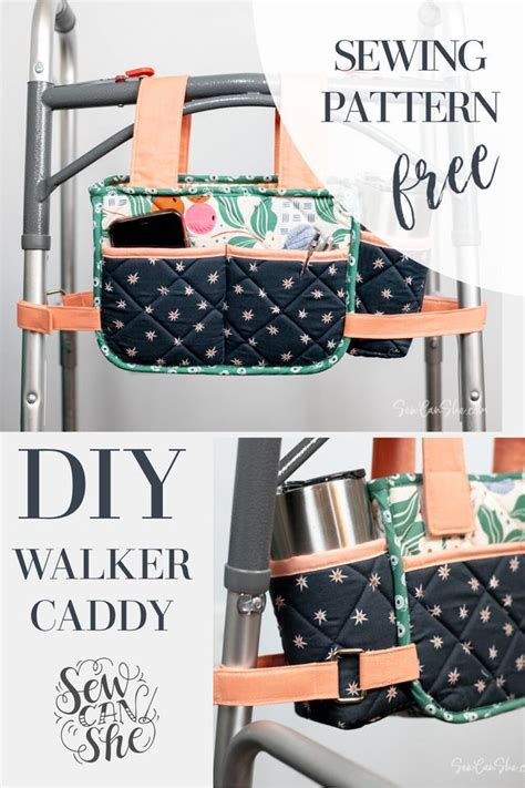 Diy Walker Caddy With A Cup Holder Free Sewing Pattern She Sews