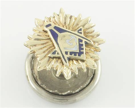 10k Enamel Masonic Lapel Pin Yellow Gold Blue Lodge Mason Square And