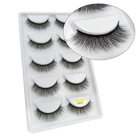 Shidishangpin 5 Pairs Eyelashes 3d Mink Lashes Natural Long 1 Box Mink