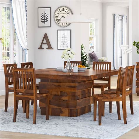 Modern Simplicity Rustic Wood Square Dining Room Table With Storage