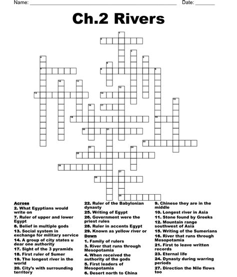 Ch2 Rivers Crossword Wordmint