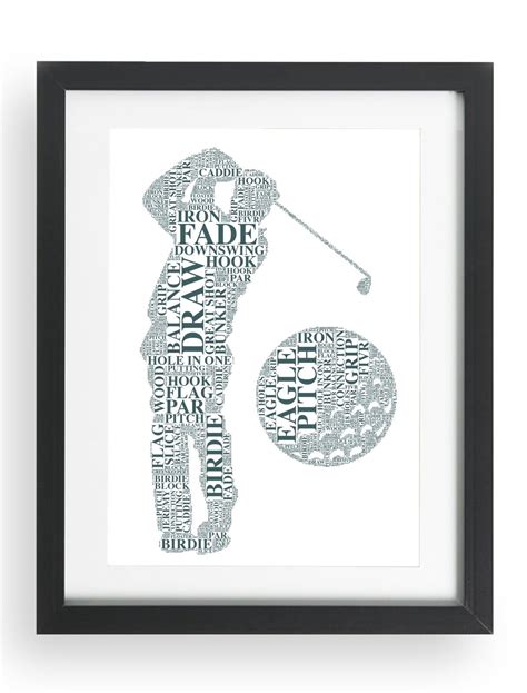 Personalised Word Art Golf Golfing Golfer Print Frame