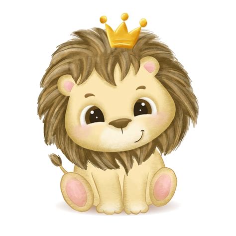 Premium Vector Hand Drawn Cute Baby Lion Illustration