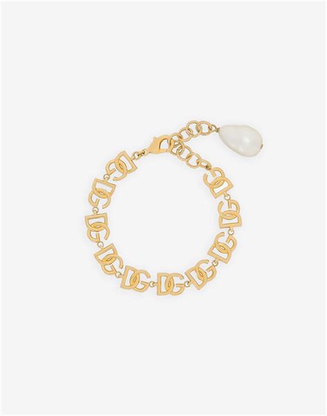 Bracelet With Multiple Dg Logos In Gold For Dolceandgabbana® Us