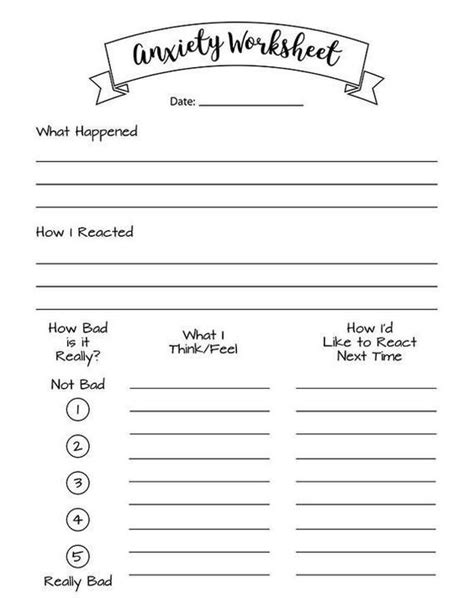 Anxiety Worksheet Rsmallchangescharts