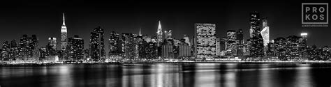 Panoramic Skyline Of Midtown Manhattan At Night Hd Black And White