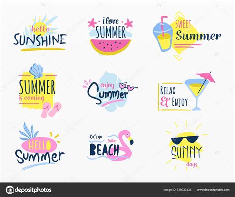 Variety Summer Stickers Set Stock Vector Image By ©marklys 349933436