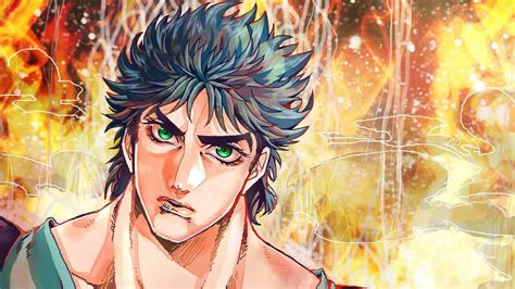 Jojo Jonathan Joestar With Green Eyes With Background Of