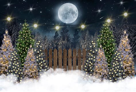 Christmas Tree Night Moon Backdrop For Photography D820 Dbackdrop