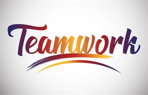 Teamwork Handwritten Word Text With Rainbow Colors And Vibrant Swoosh