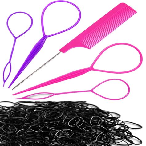 1000pack black elastic hair ties luumxai 4pcs topsy tail hair tools french braid tool loop mini