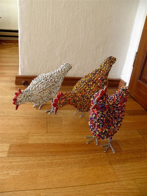 Afrikanische Perlen Draht Tier Skulptur Chicken Groß Etsy Chicken