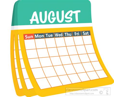 Calendar Clipart Monthly Calender August Clipart 6227 Classroom Clipart