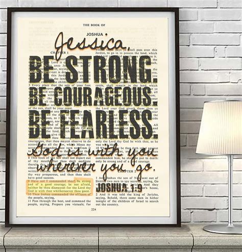 be strong be courageous be fearless joshua 1 9 personalized bible page art print bible