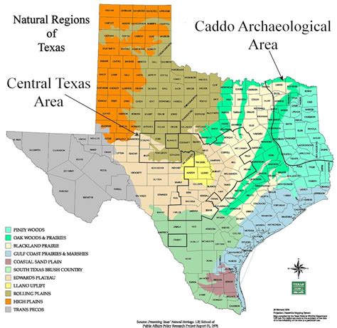 The Caddo Archeological Area And The Central Texas Area Counties That